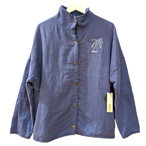 Amuse Society Seabreeze Embroidered Button Up Lightweight Quilted Jacket S/M - Picture 5 of 10